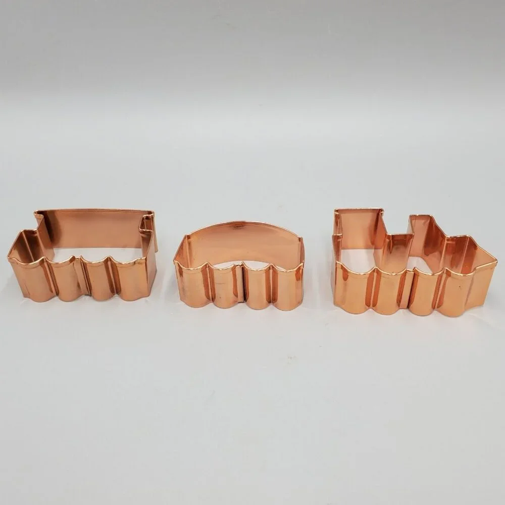 Copper Metal Cookie Cutters Train Locomotive Coal Car Caboose Figural Railroad - Picture 3 of 6